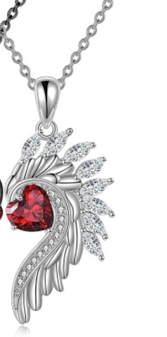 Angel Devil Wings Couple's Pendant Diamond Loving Heart Zircon Necklace