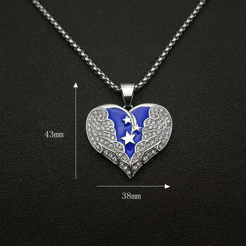 Heart Wings Star Gold Plated Rhinestone Pendant Necklace