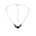 Alloy Electroplate Peach Heart Devil Wings Pendant Necklace
