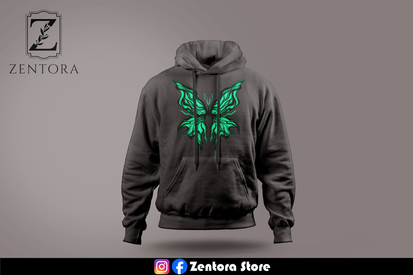 Striking Green Butterfly Hoodie