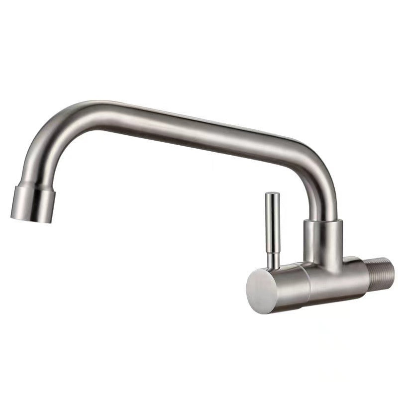304 Stainless Steel Kitchen Faucet Large Curved Faucet Stainless Steel Sink Flat Tee Faucet