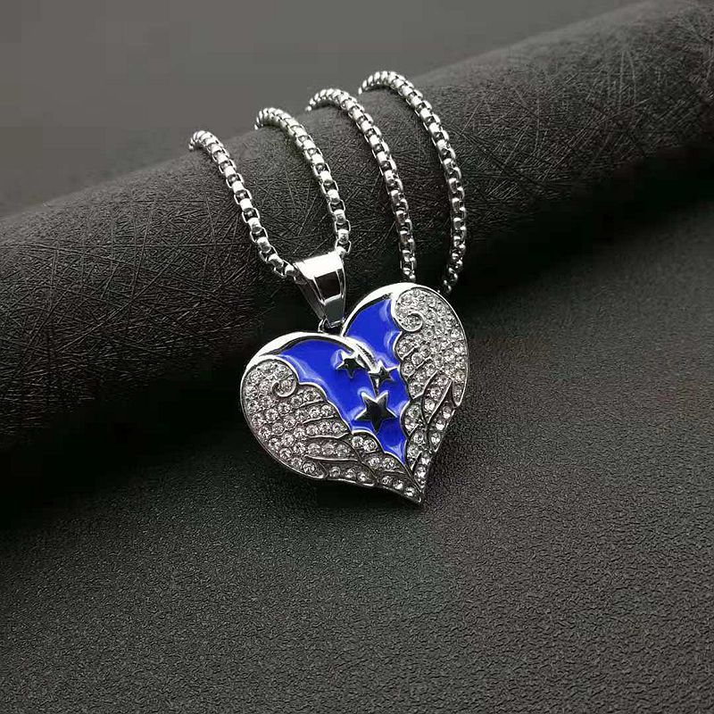 Heart Wings Star Gold Plated Rhinestone Pendant Necklace