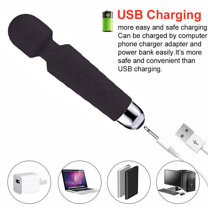 Magic Massage Wand Muscle Relaxation Massager 20 Speed Vibrating Full Body Therapy Motor