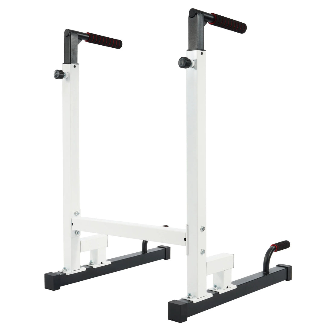 Steel Frame Dip Station with Adjustable Height, 500 Lb Weight Capacity, White
