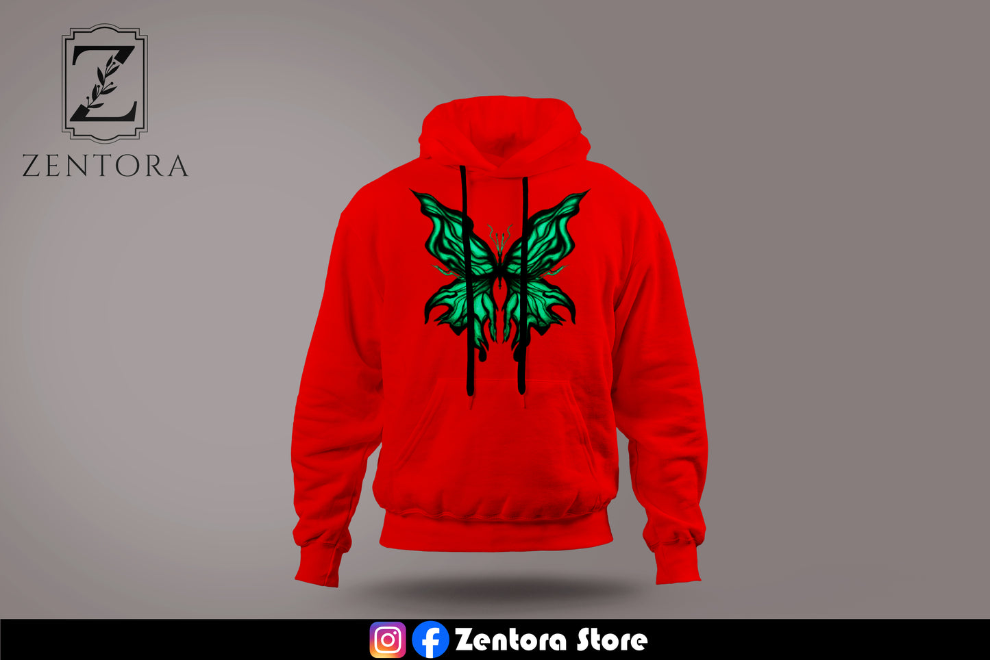 Striking Green Butterfly Hoodie